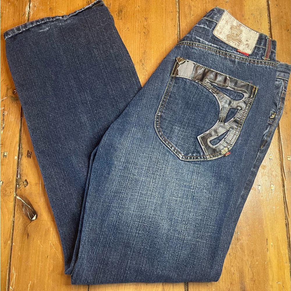 Vintage Men’s Stash House Straight Leg Embellished Blue Jeans size 34